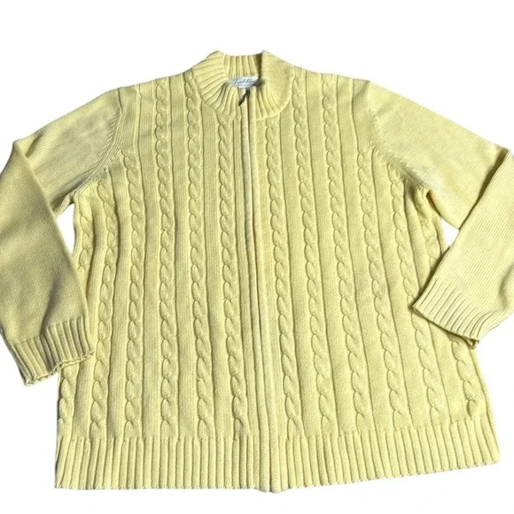 Y2K Traditional Country Collection front zip chunky knit cable knit sweater EC - Picture 7 of 11